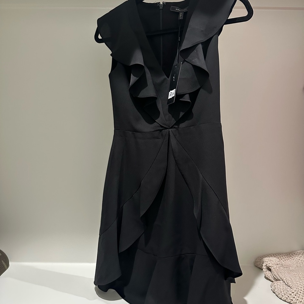 BCBG Elegant Black Ruffled Dress